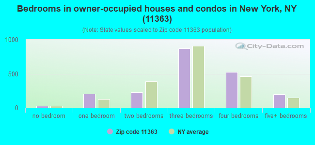 Bedrooms in owner-occupied houses and condos in New York, NY (11363) 