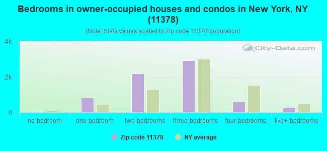 Bedrooms in owner-occupied houses and condos in New York, NY (11378) 