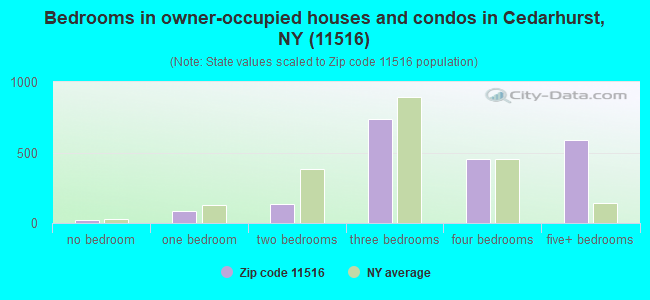Bedrooms in owner-occupied houses and condos in Cedarhurst, NY (11516) 