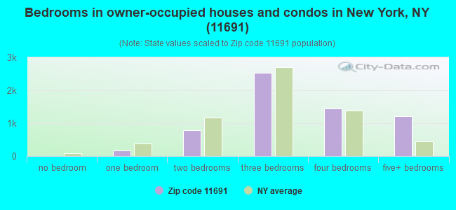 Bedrooms in owner-occupied houses and condos in New York, NY (11691) 