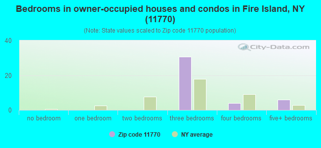 Bedrooms in owner-occupied houses and condos in Fire Island, NY (11770) 