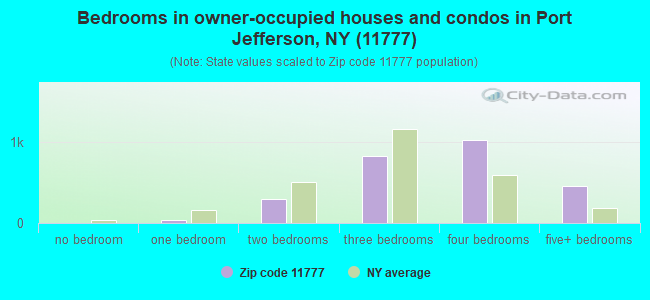 Bedrooms in owner-occupied houses and condos in Port Jefferson, NY (11777) 