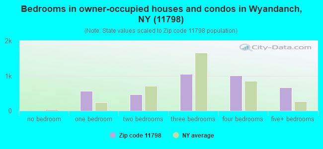 Bedrooms in owner-occupied houses and condos in Wyandanch, NY (11798) 
