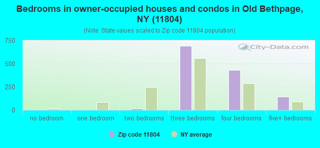 Bedrooms in owner-occupied houses and condos in Old Bethpage, NY (11804) 