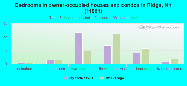 Bedrooms in owner-occupied houses and condos in Ridge, NY (11961) 