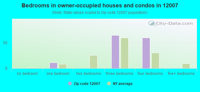Bedrooms in owner-occupied houses and condos in 12007 