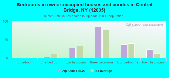 Bedrooms in owner-occupied houses and condos in Central Bridge, NY (12035) 