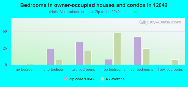 Bedrooms in owner-occupied houses and condos in 12042 