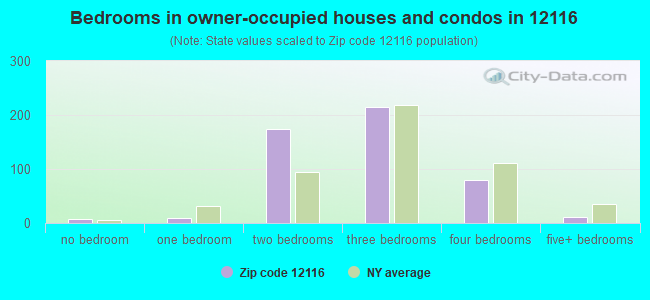 Bedrooms in owner-occupied houses and condos in 12116 