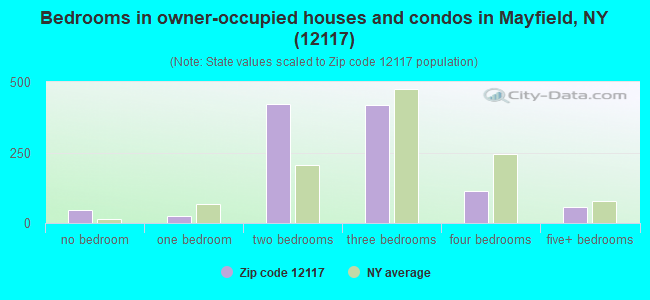 Bedrooms in owner-occupied houses and condos in Mayfield, NY (12117) 