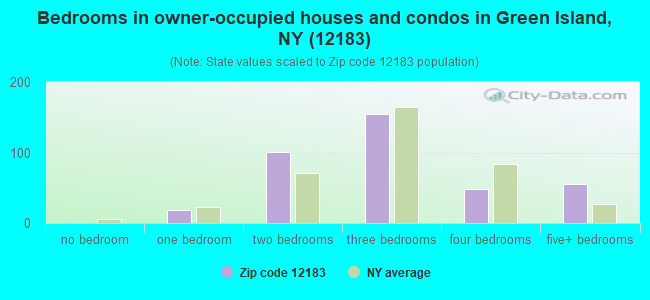 Bedrooms in owner-occupied houses and condos in Green Island, NY (12183) 