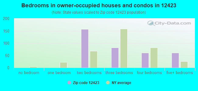 Bedrooms in owner-occupied houses and condos in 12423 