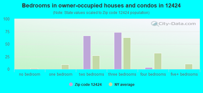Bedrooms in owner-occupied houses and condos in 12424 