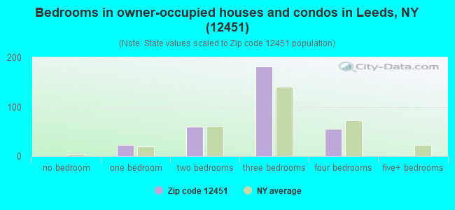 Bedrooms in owner-occupied houses and condos in Leeds, NY (12451) 