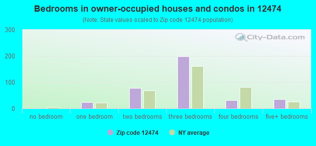 Bedrooms in owner-occupied houses and condos in 12474 