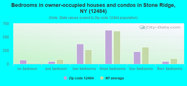 Bedrooms in owner-occupied houses and condos in Stone Ridge, NY (12484) 