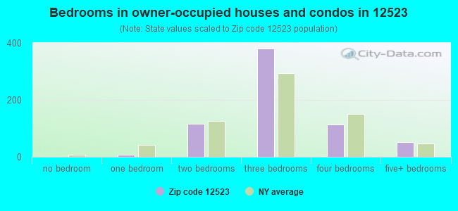 Bedrooms in owner-occupied houses and condos in 12523 