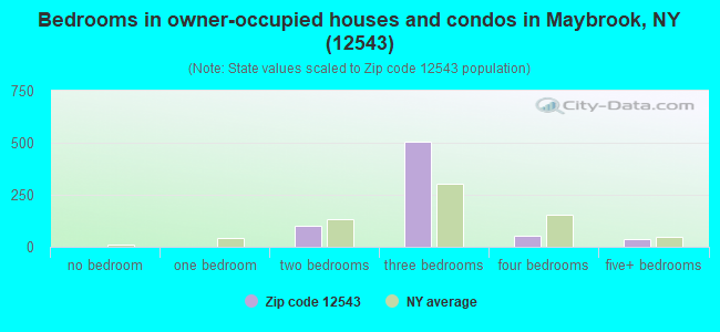 Bedrooms in owner-occupied houses and condos in Maybrook, NY (12543) 