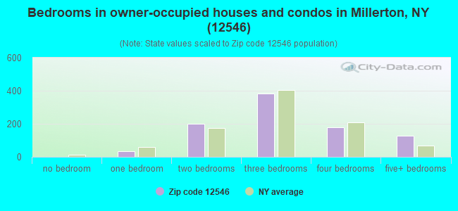 Bedrooms in owner-occupied houses and condos in Millerton, NY (12546) 