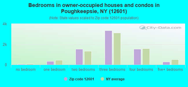 Bedrooms in owner-occupied houses and condos in Poughkeepsie, NY (12601) 