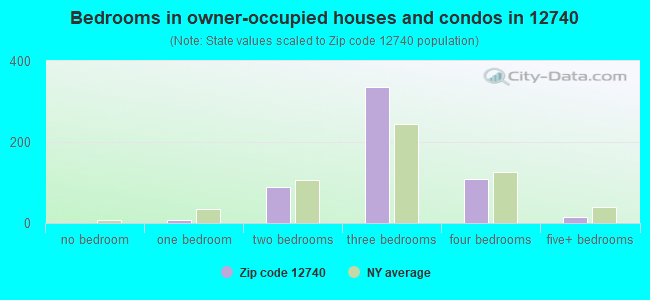 Bedrooms in owner-occupied houses and condos in 12740 