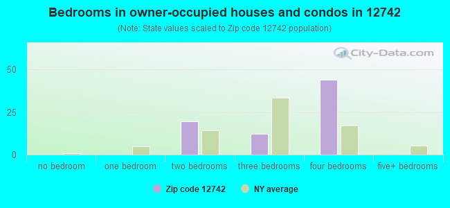 Bedrooms in owner-occupied houses and condos in 12742 