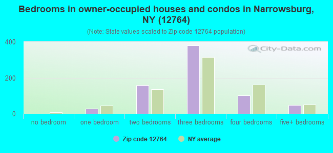 Bedrooms in owner-occupied houses and condos in Narrowsburg, NY (12764) 