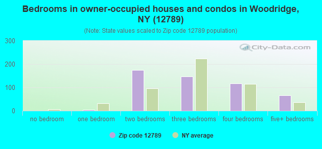 Bedrooms in owner-occupied houses and condos in Woodridge, NY (12789) 