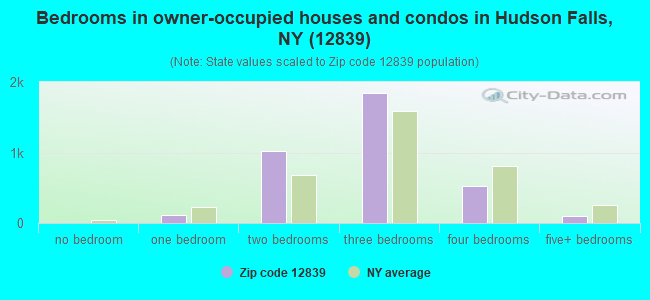 Bedrooms in owner-occupied houses and condos in Hudson Falls, NY (12839) 