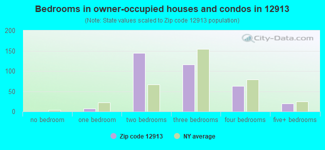 Bedrooms in owner-occupied houses and condos in 12913 