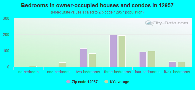 Bedrooms in owner-occupied houses and condos in 12957 