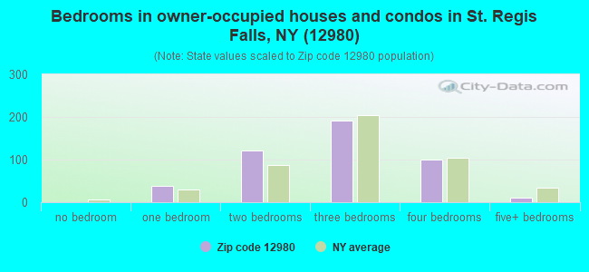 Bedrooms in owner-occupied houses and condos in St. Regis Falls, NY (12980) 