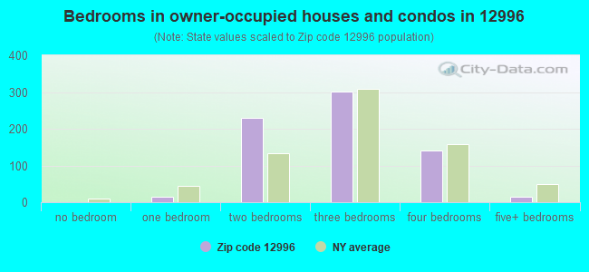 Bedrooms in owner-occupied houses and condos in 12996 