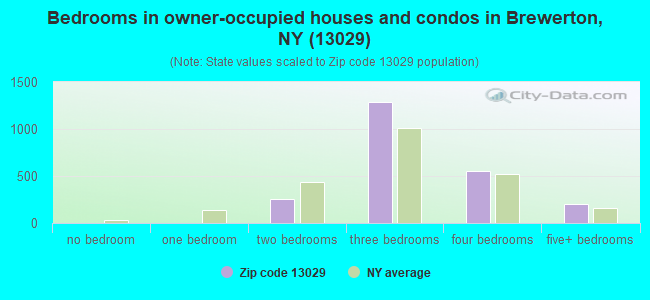 Bedrooms in owner-occupied houses and condos in Brewerton, NY (13029) 