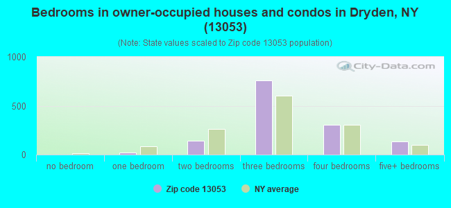 Bedrooms in owner-occupied houses and condos in Dryden, NY (13053) 