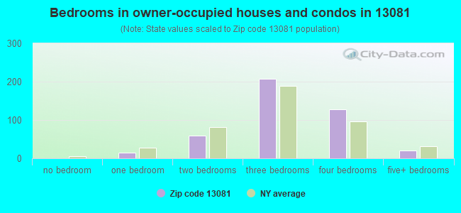 Bedrooms in owner-occupied houses and condos in 13081 