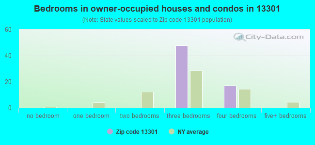 Bedrooms in owner-occupied houses and condos in 13301 