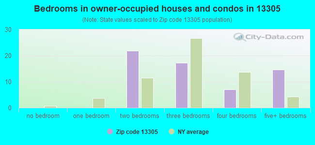 Bedrooms in owner-occupied houses and condos in 13305 
