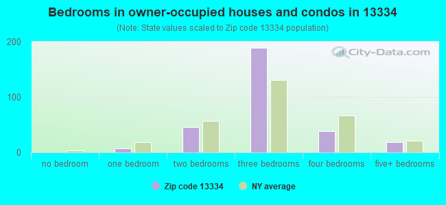 Bedrooms in owner-occupied houses and condos in 13334 