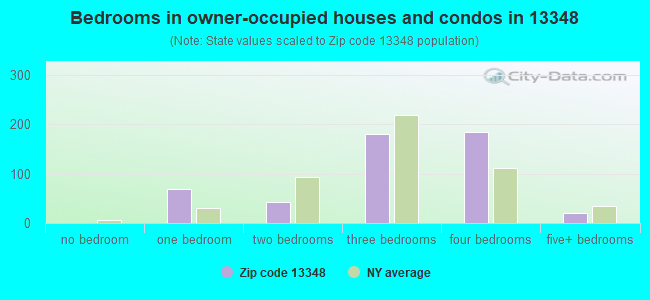 Bedrooms in owner-occupied houses and condos in 13348 