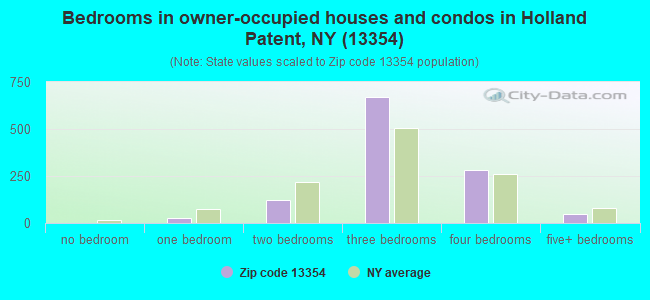 Bedrooms in owner-occupied houses and condos in Holland Patent, NY (13354) 