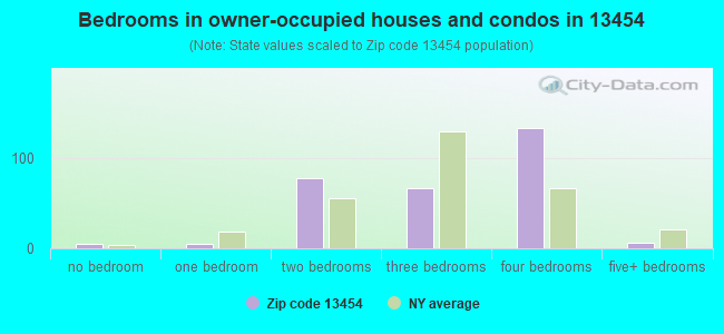 Bedrooms in owner-occupied houses and condos in 13454 