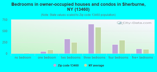 Bedrooms in owner-occupied houses and condos in Sherburne, NY (13460) 