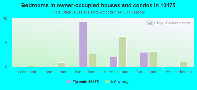 Bedrooms in owner-occupied houses and condos in 13475 