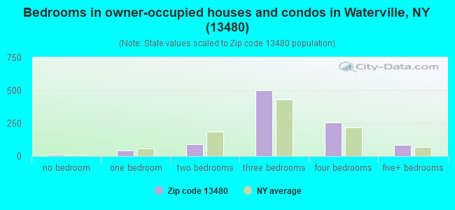 Bedrooms in owner-occupied houses and condos in Waterville, NY (13480) 