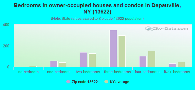 Bedrooms in owner-occupied houses and condos in Depauville, NY (13622) 