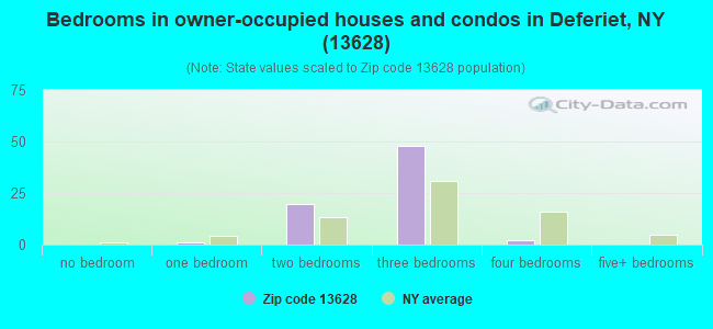 Bedrooms in owner-occupied houses and condos in Deferiet, NY (13628) 
