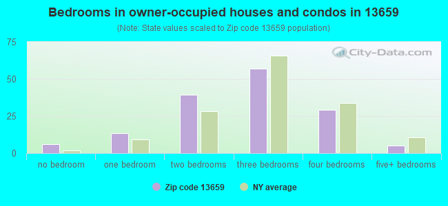 Bedrooms in owner-occupied houses and condos in 13659 