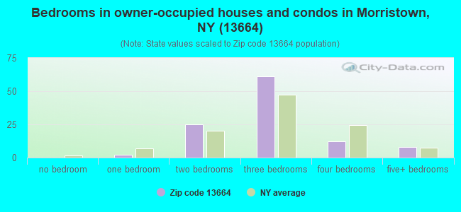 Bedrooms in owner-occupied houses and condos in Morristown, NY (13664) 