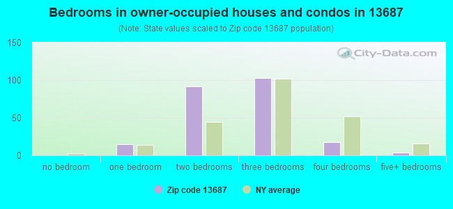 Bedrooms in owner-occupied houses and condos in 13687 